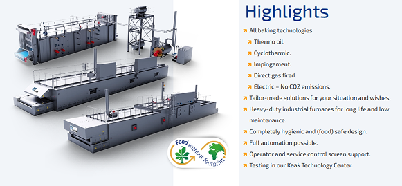 Tunnelugnar från Royal Kaak för storskalig bakning med hållbar drift och flexibel energiförsörjning – anpassade för gas, el eller hybridlösningar.